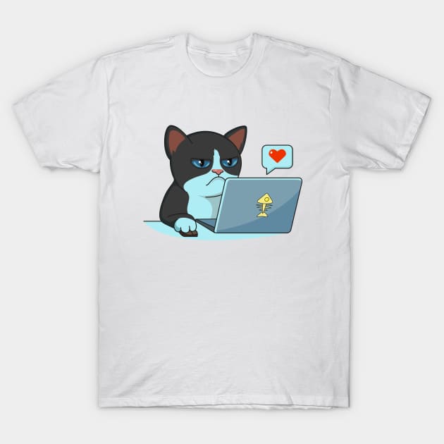 Cat at the computer. T-Shirt by art object